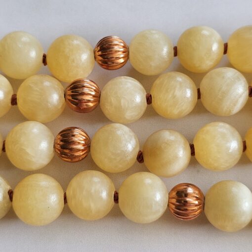 Calcit (gelb) -Kupfer-Mala mit orangefarbenem Aventurinquarz-Donut und Armband – Bild 14