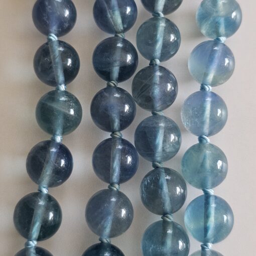 Fluorit (blau) -Bergkristall-Mala mit blau-grünem Fluorit-Anhänger und Armband – Bild 14