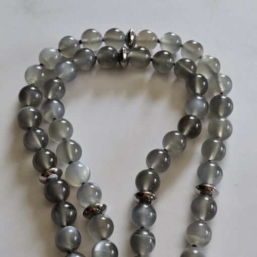 Mondstein (grau) -Mala mit grauem Achat-Anhänger und Armband – Bild 14