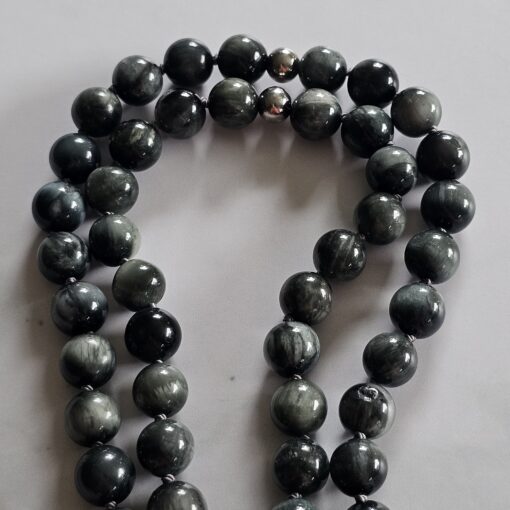 Quarz-Katzenaugen-Mala mit Edelstahlanhänger und Armband – Bild 14
