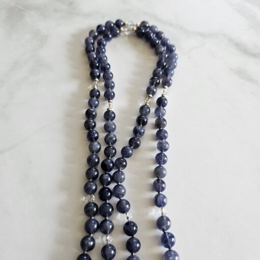 Iolith (Cordierit) -Bergkristall (facettiert) -Mala mit Iolith-Anhänger und Armband – Bild 14