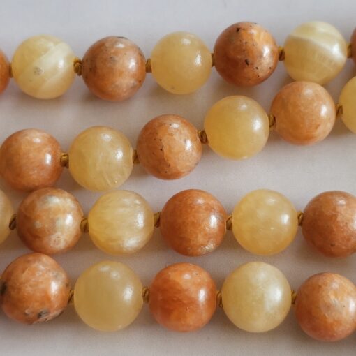 Calcit (orangefarben und gelb) -Mala mit gelbem Calcit-Donut und Armband – Bild 16