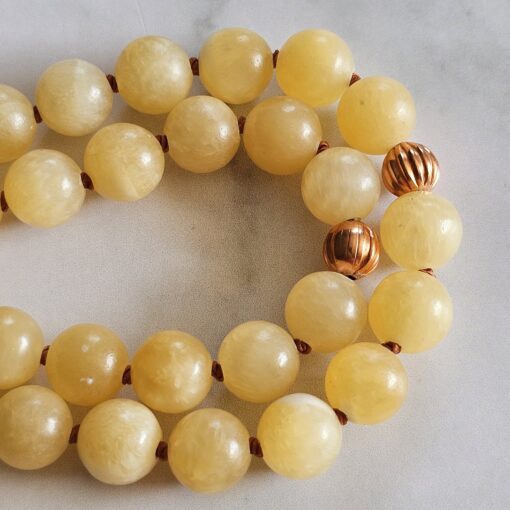 Calcit (gelb) -Kupfer-Mala mit orangefarbenem Aventurinquarz-Donut und Armband – Bild 17