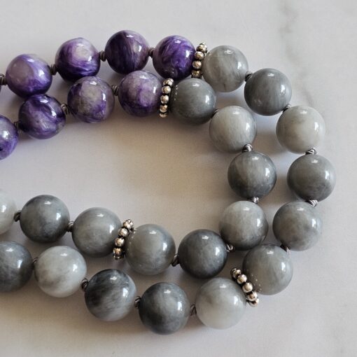 Charoit-"Adlerauge"-Mala mit Charoit-Anhänger und Armband – Bild 17