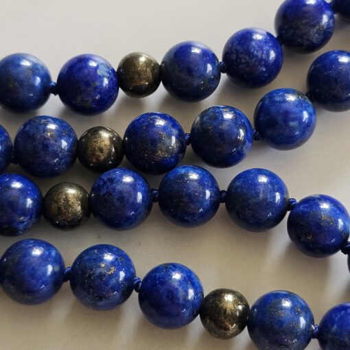 Lapislazuli-Pyrit-Mala (2) mit Lapislazuli-Donut und Armband – Bild 17