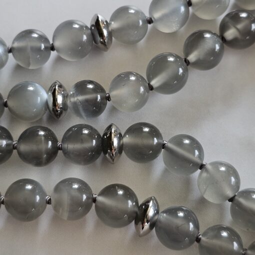 Mondstein (grau) -Mala mit grauem Achat-Anhänger und Armband – Bild 17