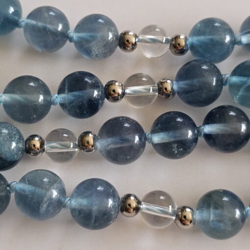 Fluorit (blau) -Bergkristall-Mala mit blau-grünem Fluorit-Anhänger und Armband – Bild 18