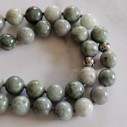 Jade (Burma Jade) -Mala (2b) mit Donut aus Burma Jade und Armband – Bild 18