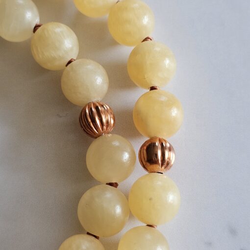 Calcit (gelb) -Kupfer-Mala mit orangefarbenem Aventurinquarz-Donut und Armband – Bild 19