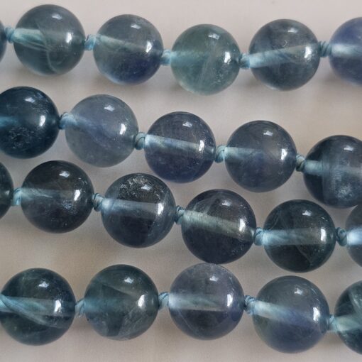 Fluorit (blau) -Bergkristall-Mala mit blau-grünem Fluorit-Anhänger und Armband – Bild 19