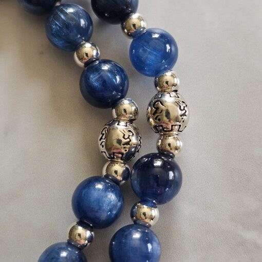 Kyanit-Mala (1) mit 925 Silberquaste und 2 Armbändern – Bild 19