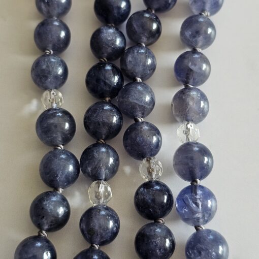 Iolith (Cordierit) -Bergkristall (facettiert) -Mala mit Iolith-Anhänger und Armband – Bild 2