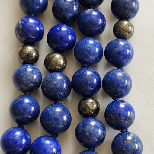 Lapislazuli-Pyrit-Mala (2) mit Lapislazuli-Donut und Armband – Bild 2