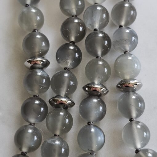 Mondstein (grau) -Mala mit grauem Achat-Anhänger und Armband – Bild 2