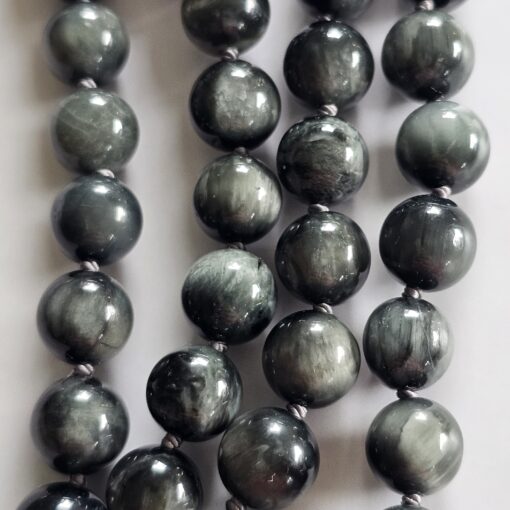 Quarz-Katzenaugen-Mala mit Edelstahlanhänger und Armband – Bild 2