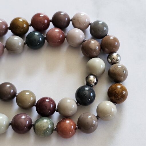 Achat („Alashan-Achat“) -Mala mit Edelstahlanhänger – Bild 15