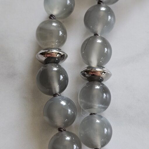 Mondstein (grau) -Mala mit grauem Achat-Anhänger und Armband – Bild 21