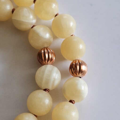 Calcit (gelb) -Kupfer-Mala mit orangefarbenem Aventurinquarz-Donut und Armband – Bild 21