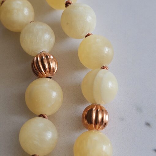 Calcit (gelb) -Kupfer-Mala mit orangefarbenem Aventurinquarz-Donut und Armband – Bild 22