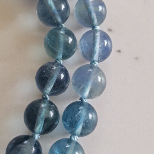 Fluorit (blau) -Bergkristall-Mala mit blau-grünem Fluorit-Anhänger und Armband – Bild 26