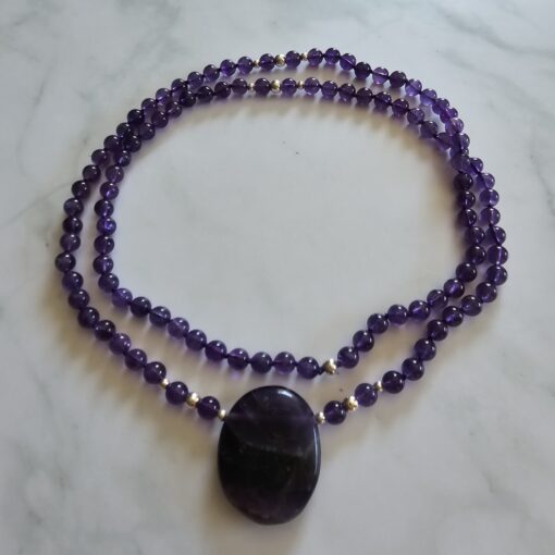 Amethyst (dunkel) -Mala mit dunklem Amethyst-Anhänger und Armband – Bild 3