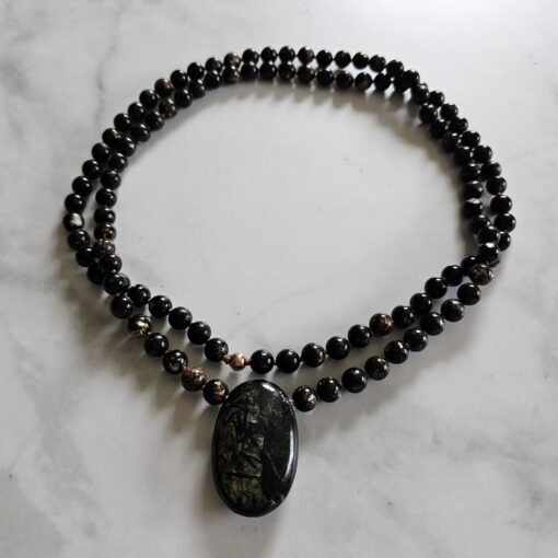 Biotit-Mala mit Biotit-Anhänger und 2 Armbändern – Bild 3