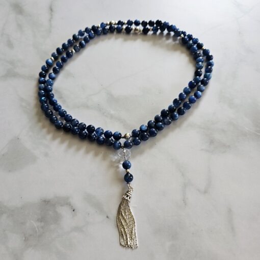 Kyanit-Mala (1) mit 925 Silberquaste und 2 Armbändern – Bild 3