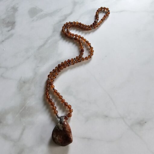 Spessartin (Granat) -Mala mit Hessonit (Granat) -Anhänger – Bild 4