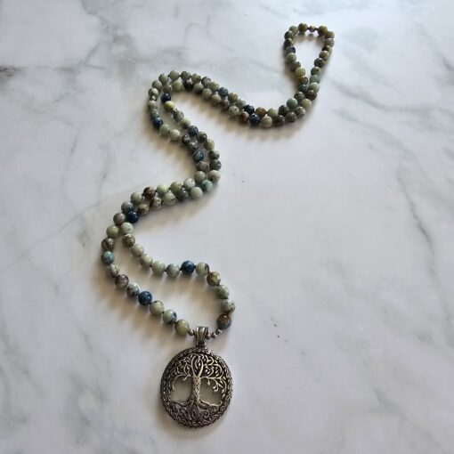 Afghanit-Mala (3) mit Edelstahlanhänger – Bild 4