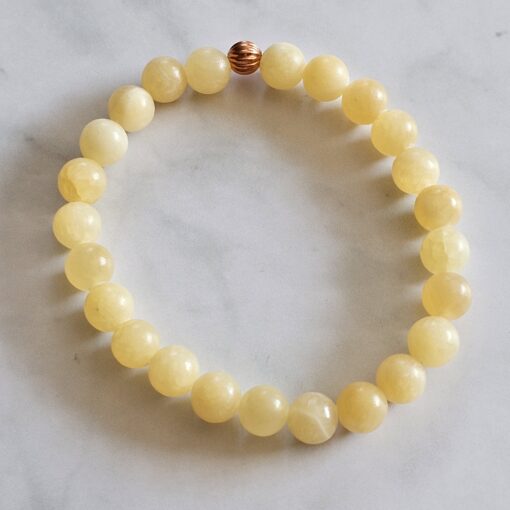 Calcit (gelb) -Kupfer-Mala mit orangefarbenem Aventurinquarz-Donut und Armband – Bild 4
