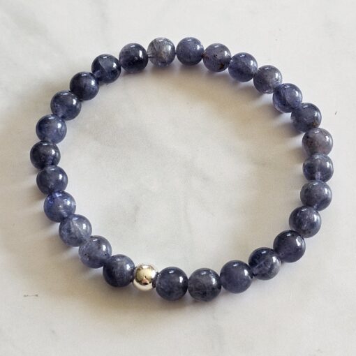 Iolith (Cordierit) -Bergkristall (facettiert) -Mala mit Iolith-Anhänger und Armband – Bild 4