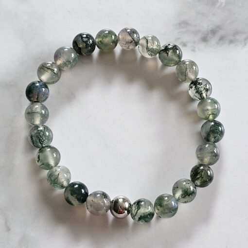 Moosachat (Chalcedon) -Mala mit Moosachat-Donut und Armband – Bild 4
