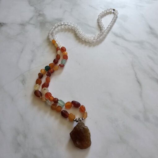 Achat („Gobi-Achat“) -Achat (weiß) -Mala (1) mit „Gobi-Achat“-Anhänger – Bild 4