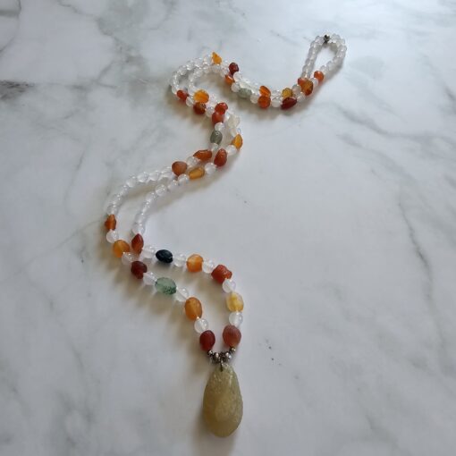 Achat („Gobi-Achat“) -Achat (weiß) -Mala (2) mit „Gobi-Achat“-Anhänger – Bild 4