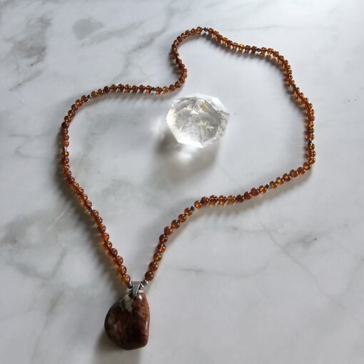 Spessartin (Granat) -Mala mit Hessonit (Granat) -Anhänger – Bild 5