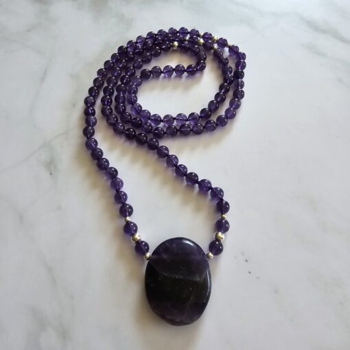 Amethyst (dunkel) -Mala mit dunklem Amethyst-Anhänger und Armband – Bild 5