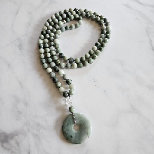 Jade (Burma Jade) -Mala (2b) mit Donut aus Burma Jade und Armband – Bild 5