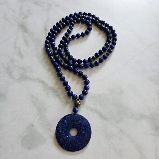 Lapislazuli-Pyrit-Mala (2) mit Lapislazuli-Donut und Armband – Bild 5