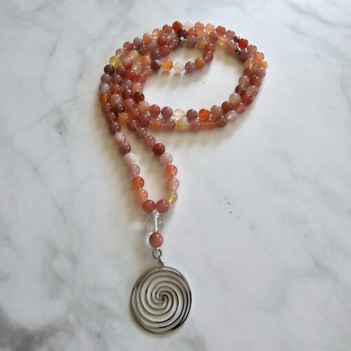 Achat („Yanyuan Achat“) -Mala mit Edelstahlanhänger und Armband – Bild 5