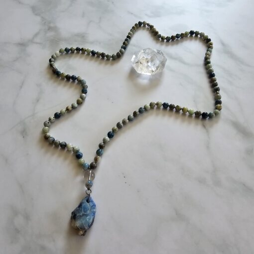 Afghanit-Mala (1) mit Afghanit-Anhänger (Rohstein) – Bild 5