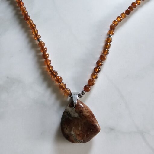 Spessartin (Granat) -Mala mit Hessonit (Granat) -Anhänger – Bild 6