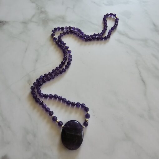 Amethyst (dunkel) -Mala mit dunklem Amethyst-Anhänger und Armband – Bild 6