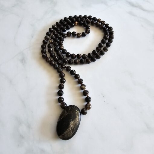Biotit-Mala mit Biotit-Anhänger und 2 Armbändern – Bild 6