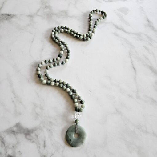 Jade (Burma Jade) -Mala (2b) mit Donut aus Burma Jade und Armband – Bild 6