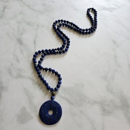 Lapislazuli-Pyrit-Mala (2) mit Lapislazuli-Donut und Armband – Bild 6