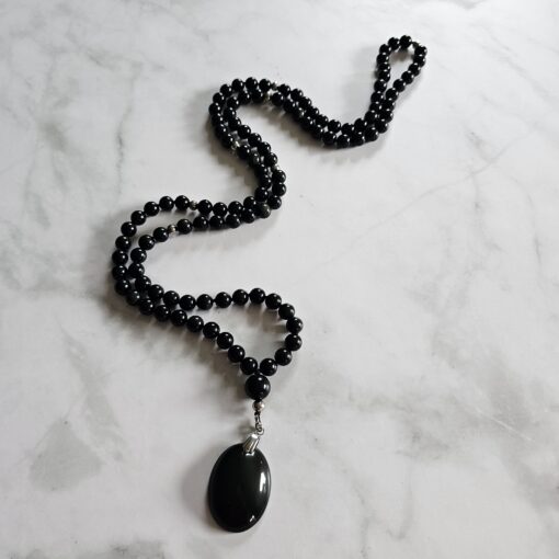 Obsidian („Regenbogen-Obsidian“) -Mala (3) mit „Regenbogen-Obsidian“-Anhänger und Armband – Bild 6