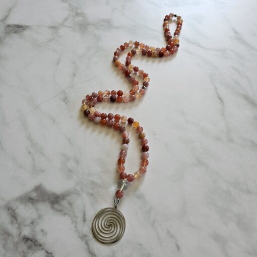 Achat („Yanyuan Achat“) -Mala mit Edelstahlanhänger und Armband – Bild 6