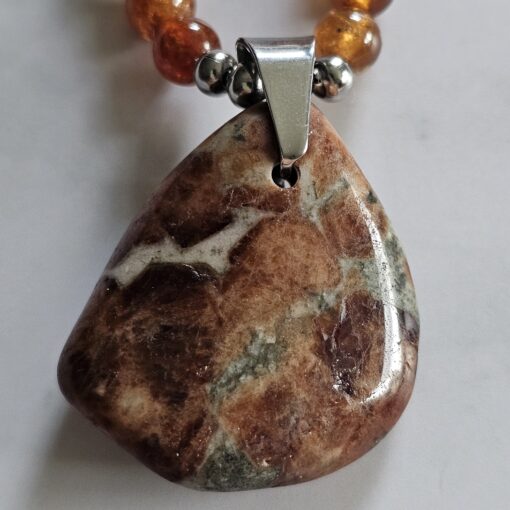 Spessartin (Granat) -Mala mit Hessonit (Granat) -Anhänger – Bild 7