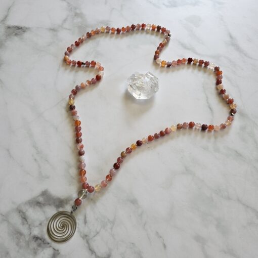 Achat („Yanyuan Achat“) -Mala mit Edelstahlanhänger und Armband – Bild 7