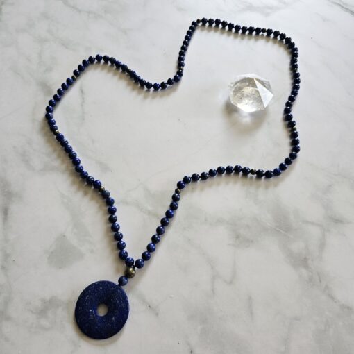 Lapislazuli-Pyrit-Mala (2) mit Lapislazuli-Donut und Armband – Bild 7